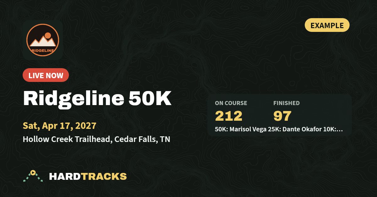 The live share card for Ridgeline 50K, an example
